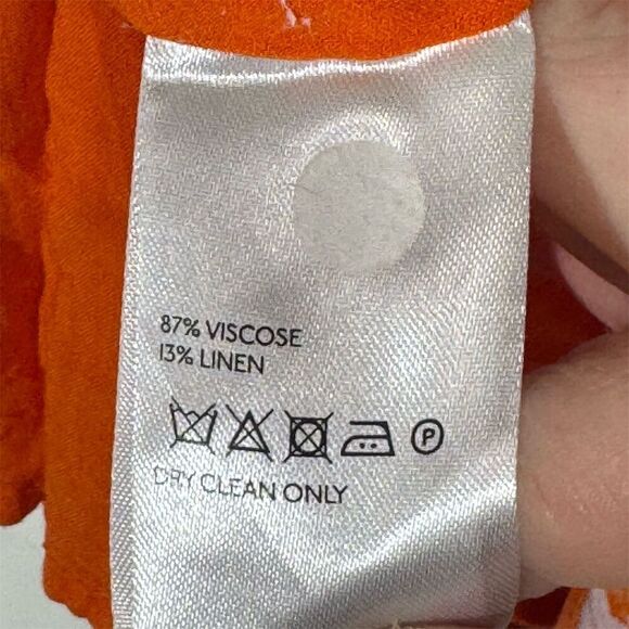 Free People S Orange Floral Mini Dress Ruffle Hem Tie Back Linen Blend Cottage - Picture 9 of 10